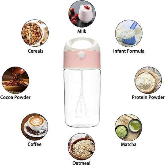 Electric Protein Shaker Bottle, BPA-free & Leak-Proof Mixer Bottles, 15oz - Picture 6 of 6